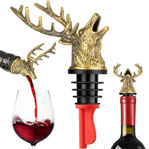 2in1 Elk Head Wine Pourer and Stopper Xmas Gifts Bar Tool Accessories Bottle Stoppers 240315