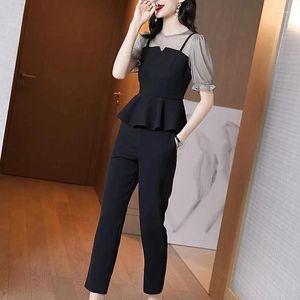 Women's Two Piece Pants 2 Set Women Summer Casual Large Small Fragrant Suits Fashion Patchwork Chiffon Shirt Elegant Outfits 4XL