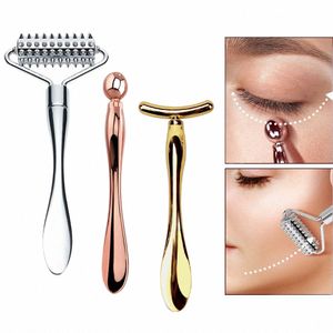 2in1 viso bastone di massaggio degli occhi antirughe Derma Roller cerchio scuro lifting del viso crema per gli occhi applicatore spatole Scoop Mini Spo Q4SK #