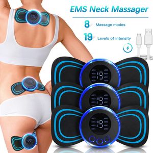 LCD Display EMS Neck Massage Electric Massager Cervical Back Patch 8 Mode Pulse Muscle Stimulator Portable Relief Pain 240311