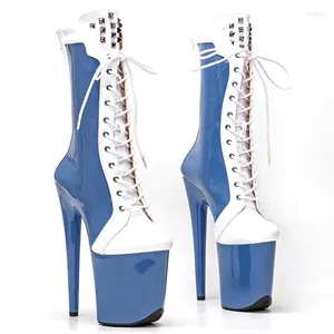 Sapatos de dança laijianjinxia 20cm/8 Polegada pu superior plataforma feminina festa salto alto moderno tornozelo botas pólo 499