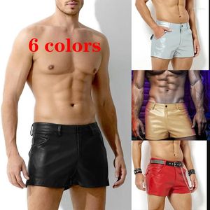 Herren Shorts Arjen Kroos PU Leder Sexy Rave Kurze Hose mit Taschen