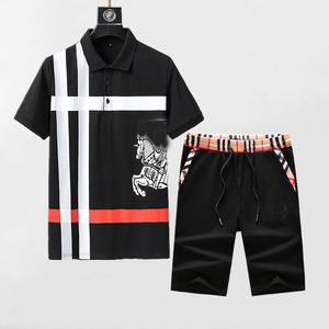 Summer Short Sleeve Thin Polo Shirt Sport Piece New Mens Tracksuit Solid Set Casual Jogging A6