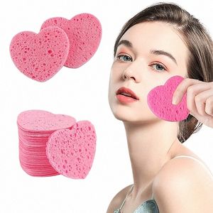 20/50 st Heart-Shaped Face SPGE Remover Tool Natural Wood Pulp Cellulosa Compr Cosmetic Puff Face Wing SPGE Makeup V7DR#