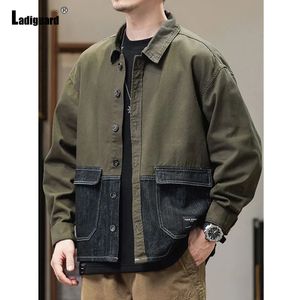 Ladiguard 2024 retalhos demin jaqueta plus size 7xl masculino casual retro jean outerwear coreano moda rua demin jaquetas 240309