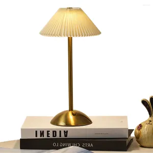 Lampade da tavolo Lampada da scrivania creativa con paralume ombrello pieghettato Comodino in stile nordico Ricarica USB 3 colori per la camera da letto