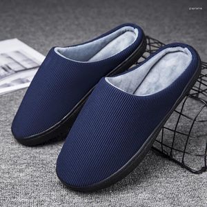 Slippers Warm Cotton Solid Color Simple Classic House Bedroom Velvet Thickening Lightweight Hard-wearing Anti-slip Couple Shoes