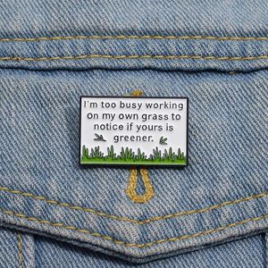 Green Plants Enamel Pins Im Too Busy Working On My Own Metal Enamel Pin Creative Love Herb Metal Lapel Badge Fashion Brooches