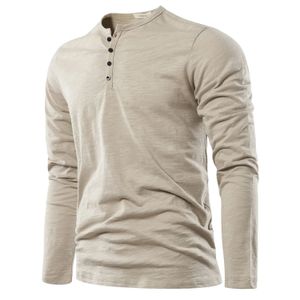 Henery футболка с длинным рукавом для мужчин, однотонная весенняя повседневная мужская футболка, мужские топы высокого качества, классическая одежда 240312
