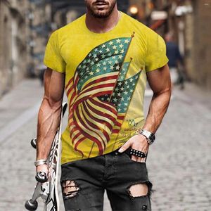 Męskie koszule Mężczyzn Pakuj ciężką bawełnę na koszulę stanik męski Summer Independence Day Fashion 3D Digital Printing Short