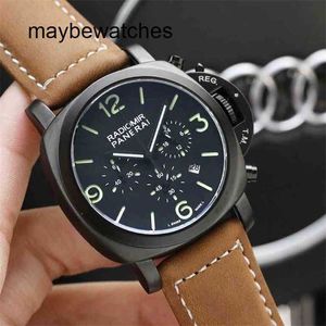 Panerai 남성 대 공장 최고 품질 자동 시계 P900 자동 시계 상단 클론 PANERAS 가죽 방수 크로노 그래프 비즈니스 잼 Tangan Lelaki Kuarza 01 H