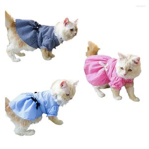 犬のドレスのための猫の衣装の格子縞のドレス小さな女の子のスカート090c