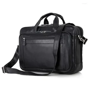 Valigette di alta qualità A4 nera Nappa Vera pelle Executive Uomo Valigetta 17 '' Laptop Portfolio Borsa a tracolla Viaggi d'affari M7367