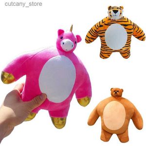 Fyllda plyschdjur Tiny Head Teddy Bear Pillow Plush Toy Kawaii Liten Headed Big Musc Lion Stuff Animal Toys Chair Cushion Födelsedagspresenter L240320