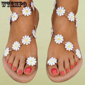 Sandali wtempo sandals alla moda per donne sandali sexy signore scarpe pianeggiante sandali bohémien Summer Beach Slifors all'ingrosso dropshipping