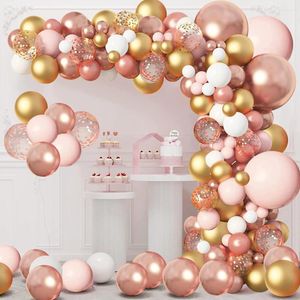 Party Decoration 114st Rose Gold Pink White Confetti Latex Balloon Garland Arch Kit for Women Wedding Brithday