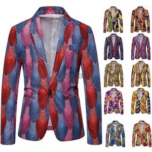 Men's Suits Ethnic Style Multicolor Printed Blazers Men African Clothing Linen Elegant Jacket Social Mens Wedding Party Coat