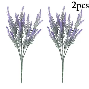 Dekorative Blumen, 2 Stück, Kunststoff-Kunstpflanze, Lavendel-Blumen-Set, realistischer Kunststrauß für Hochzeit, Haushalt, Party-Dekoration