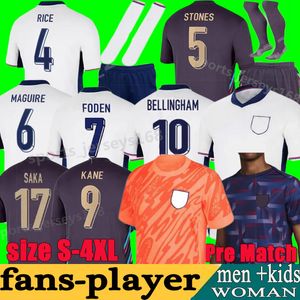 ENGLANDS 2024 BELLINGHAM Fußballtrikots STERLING RASHFORD GREALISH MOUNT FODEN SAKA Pre Match 24 25 KANE FAMs Spieler Fußballtrikots Männer Kinder Kit Uniformen Größe S-4XL