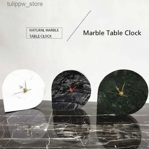 Zegar stolika biurka naturalny marmurowy zegar światło luksusowe ozdoby domowe ozdoby do salonu