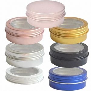 48/24pcs 60g Aluminum Tin Box Cosmetic Ctainers Candle Jar With Wildow Lip Balm Gloss Packaging Jewelry Tea Organizer Case t5Ab#
