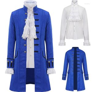 Men's Trench Coats Steampunk Vintage Men Coat Stand Collar Long Sleeve Solid Jacquard Windbreaker Autumn Winter Fashion Overcoat Clothing
