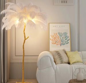 Home decor modern luxury Resin Feather Ostrich Standing Lamp
