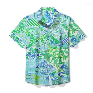 Mäns avslappnade skjortor hawaiiansk skjorta paisley mönster överdimensionerad för män/kvinnor unisex strand sommar t-shirt streetwear kort ärm