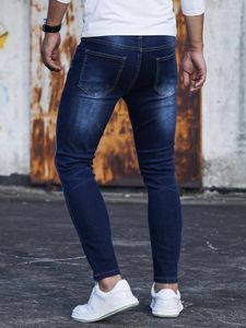 Men's Jeans Fashion Street Style Skinny Men Vintage Wash Solid Denim Trouser Mens Casual Slim Fit Pencil Pants 2024