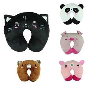 Cute Cartoon Animals U Shaped Pillow Travel Car Neck Rest Pillow Support Head Rest Cushion Panda Cat Bear Rabbit Pig