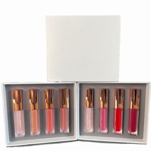 sem logotipo 4pcs maquiagem líquido batom fosco claro glitter lipgloss vermelho nu mulheres lg duradoura à prova d'água kit de cosméticos de beleza n3hz #