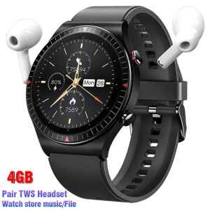 Uhren Smart Watch Männer 4G Musik MP3 Uhr Frauen Bluetooth Anruf TWS Bluetooth Headset Fitness Smartwatch Für IOS Android PK GT2 Pro GTS