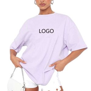 Krótkie rękawowe, pusta bawełniana koszulka dla kobiet w 100% wysokiej jakości niestandardowe drukarnie duże koszulki damskie
