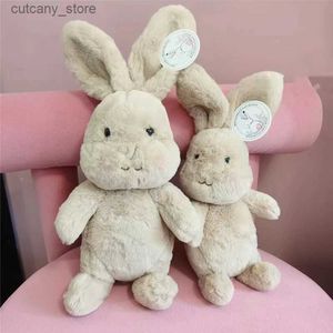 Stuffed Plush Animals New Soft Folding Ear Bunny Plushies With Rotab Head Lovely Blusher Rabbit Latte Doll Stuffed Toy For Kids Birthday Easter Gift L240320