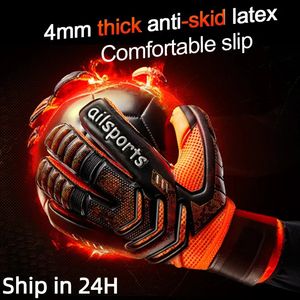 Kids Men Professional Soccer Goalkeeper Gloves 4mm Latex With Finger Protection Children Adults Football Goalie Protector 240318