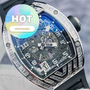 Hot RM Movement Wrist Watch Mens Watch Rm010 Rear Inlaid T-square Diamond 18k Platinum