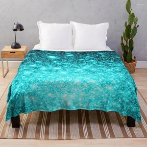 Cobertores Teal Galaxy Sparkle Stars Ombre Throw Blanket para sofá Manga