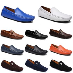 Designer skórzany doudou menów swobodne buty do jazdy oddychaj miękki, lekki jasnobrązowy czarny granatowy niebieski srebrny żółty szary płiesz męski Flats All-Match Lazy Shoe A054