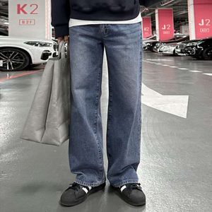 MYQ lavado velho jeans masculino outono novo estilo coreano na moda solta perna larga calças retas para uso casual