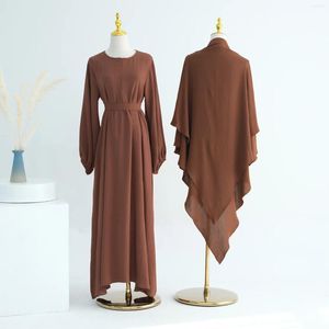 Ubranie etniczne Abaya Khimar Zestaw 2 sztuki odzież modlitewna Kobiety Długie hidżab szalik Smocked Mankiet Dress Dubai Islam Muzułmańskie stroje Ramadan