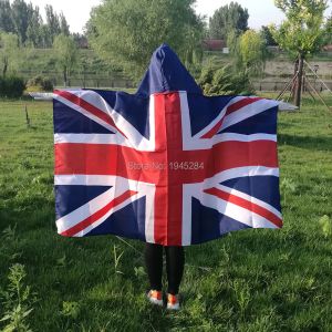 Tillbehör Storbritannien flagga Cape UK Body Flag Banner 3x5ft Polyester World Country Sports Fans Flag Cape, gratis frakt