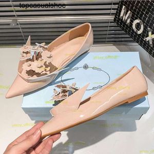 Pradoity Pumps Pada Prax praddas Origami Beige Nude Flower Sandal Black Pointed Toe Flat Shoes Early Low Heel Ballet Flats Ballerina Slip-on Women Triangle Designer