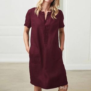 Kadınlar 2020 Şık Moda Düğmeleri Pileli midi elbise vintage yaka yaka kısa fener kollu kadın elbiseler büyük boy 006