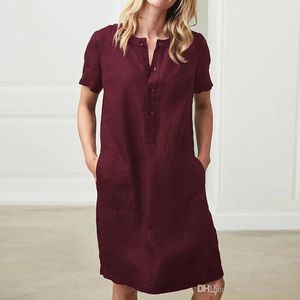 Women 2020 أزرار الأزياء الأنيقة مطوية Midi Dress Vintage Label Twilar قصيرة الفواني