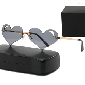 Solglasögon Leaky Love Rimless Metal Personlig trend Ins Style Performance Runway Glasses