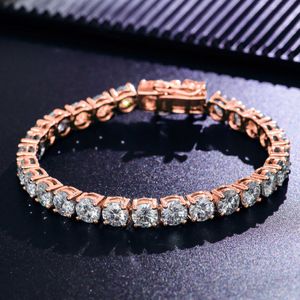 D-color 5mm hip-hop tennis chain silver plated 18k rose gold fashionable trend for both men and women single row Mosang stone