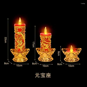 Kerzenhalter 2PCS Stand USB Elektrische Batterie Sichere Anbetung Buddha Beten Segen Rot Golden Chineses Traditioneller Stil