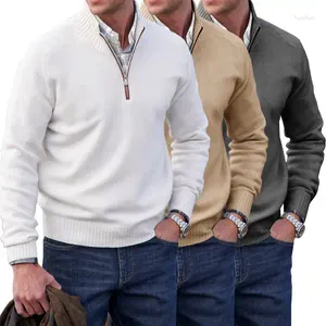 Męskie bluzy kaszmirowe zamek błyskawiczny Podstawowy sweter zimowy Zimowy polar grubsza połowa golf ciepła pullover jakość męska męska
