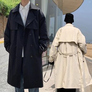 Men's Trench Coats Cotton-Padded Windcheater Double Breasted Topcoat Over The Knee Thick Tops Loose Fitting Oversized Clothing Solid