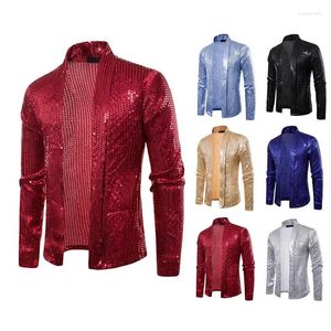 Men's Casual Shirts Sequin Buttonless Cardigan Thin Long Sleeved Knit Shirt Performance Wear Large Top